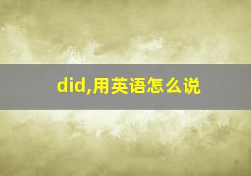 did,用英语怎么说