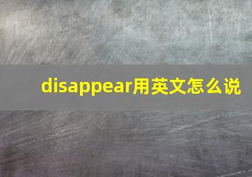 disappear用英文怎么说