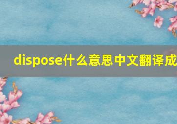 dispose什么意思中文翻译成