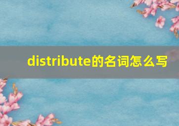 distribute的名词怎么写