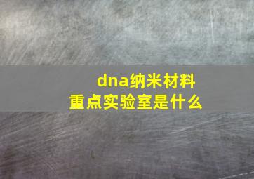 dna纳米材料重点实验室是什么