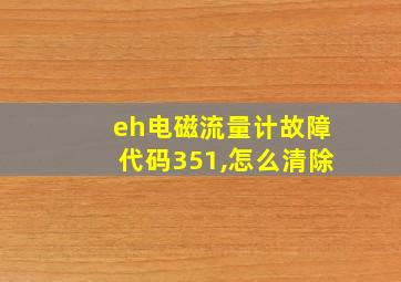 eh电磁流量计故障代码351,怎么清除