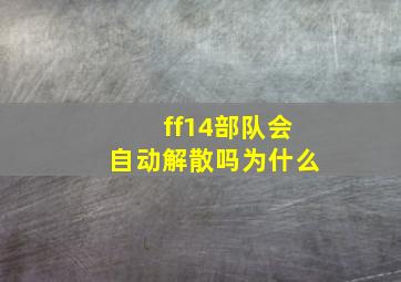 ff14部队会自动解散吗为什么