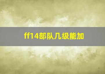 ff14部队几级能加