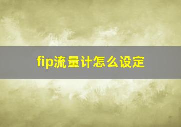 fip流量计怎么设定