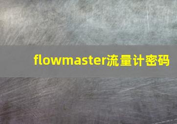 flowmaster流量计密码