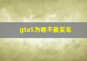 gta5为啥不能买车