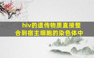 hiv的遗传物质直接整合到宿主细胞的染色体中