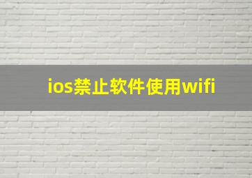 ios禁止软件使用wifi