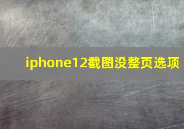 iphone12截图没整页选项