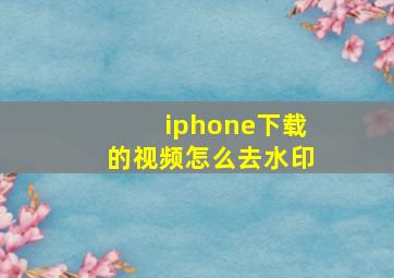 iphone下载的视频怎么去水印