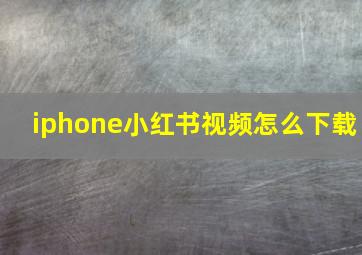 iphone小红书视频怎么下载