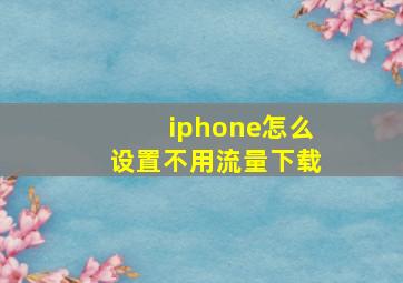 iphone怎么设置不用流量下载