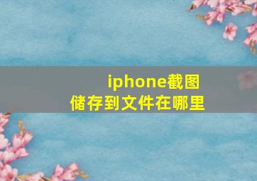 iphone截图储存到文件在哪里