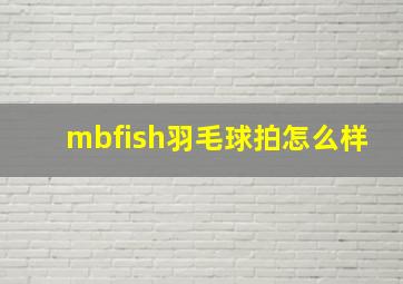 mbfish羽毛球拍怎么样