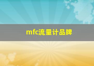 mfc流量计品牌