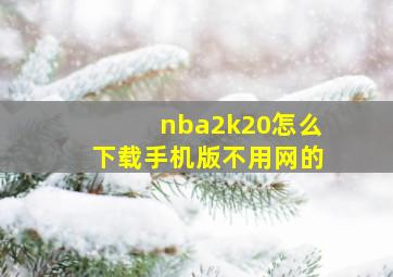 nba2k20怎么下载手机版不用网的