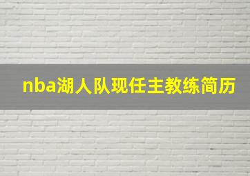 nba湖人队现任主教练简历