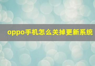 oppo手机怎么关掉更新系统