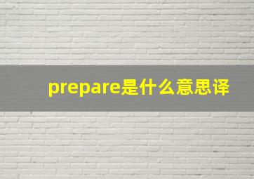 prepare是什么意思译