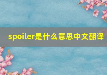 spoiler是什么意思中文翻译