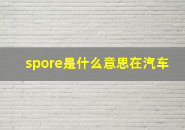 spore是什么意思在汽车