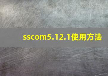 sscom5.12.1使用方法