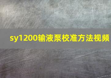 sy1200输液泵校准方法视频