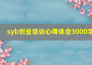 syb创业培训心得体会3000字