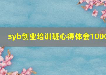 syb创业培训班心得体会1000