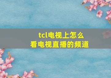 tcl电视上怎么看电视直播的频道