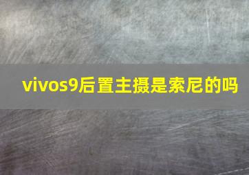 vivos9后置主摄是索尼的吗