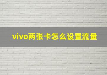 vivo两张卡怎么设置流量