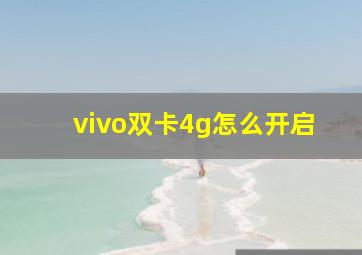 vivo双卡4g怎么开启