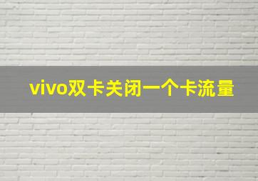 vivo双卡关闭一个卡流量