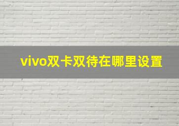 vivo双卡双待在哪里设置