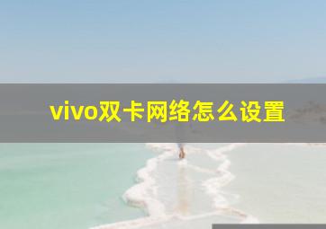 vivo双卡网络怎么设置