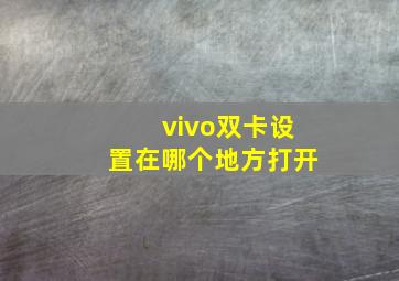 vivo双卡设置在哪个地方打开