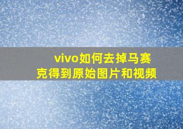 vivo如何去掉马赛克得到原始图片和视频