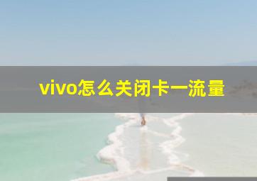 vivo怎么关闭卡一流量