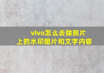 vivo怎么去除照片上的水印图片和文字内容