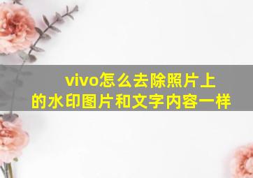 vivo怎么去除照片上的水印图片和文字内容一样