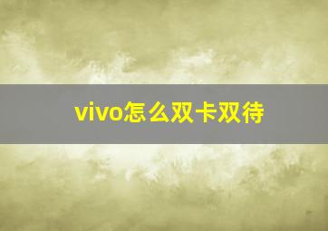 vivo怎么双卡双待