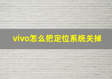 vivo怎么把定位系统关掉