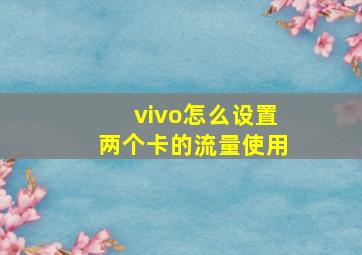 vivo怎么设置两个卡的流量使用