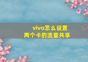 vivo怎么设置两个卡的流量共享