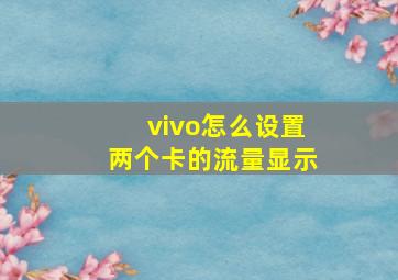 vivo怎么设置两个卡的流量显示