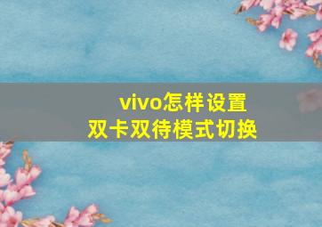 vivo怎样设置双卡双待模式切换