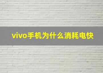 vivo手机为什么消耗电快