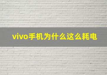 vivo手机为什么这么耗电